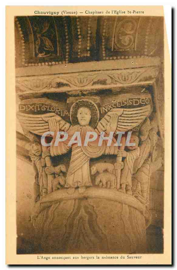 CPA Chauvigny Vienne Chapiteau de L'eglise St Pierre l'ange annoncant aux bergers la naissance du Sa