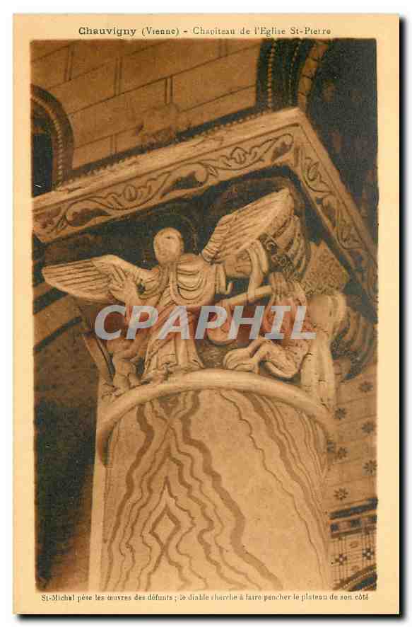 CPA Chauvigny Vienne Chapiteau de L'eglise St Pierre 