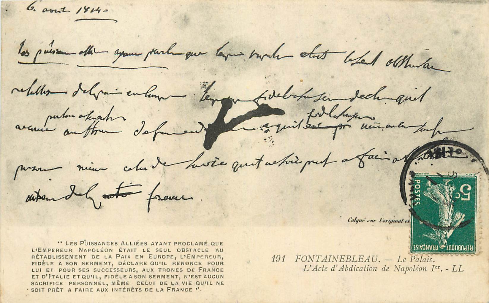 CPA Fontainebleau Le Palais L'acte d'abidication de Napoleon 1er