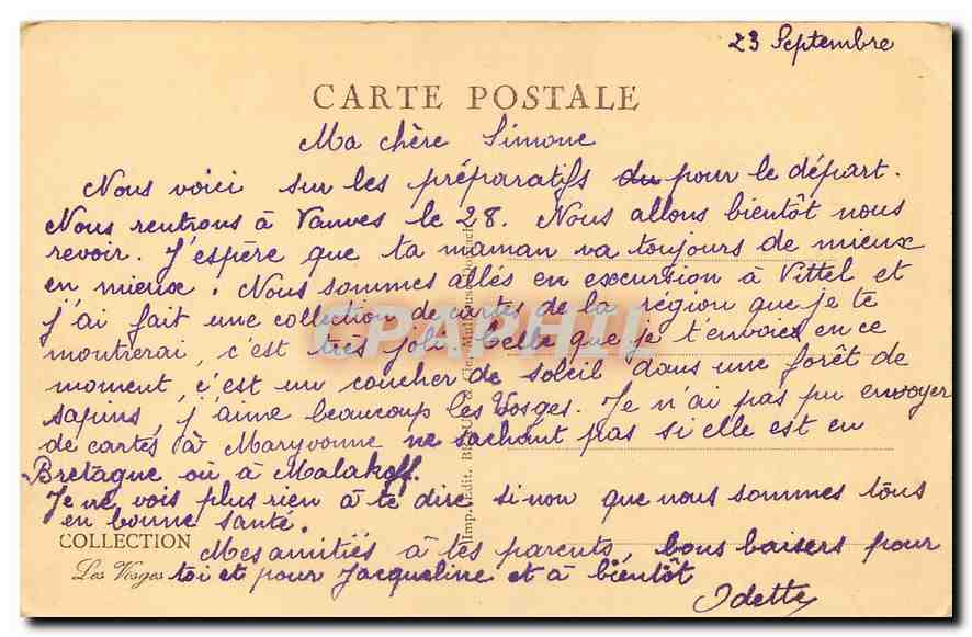 CPA Les Vosges Pittoresque Foret de Sapins  — Verso