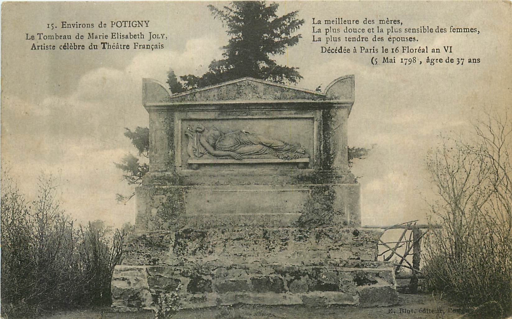 CPA Environs de Potigny le tombeau de Marie Elisabeth Joly artiste celebre du Theatre Francais  