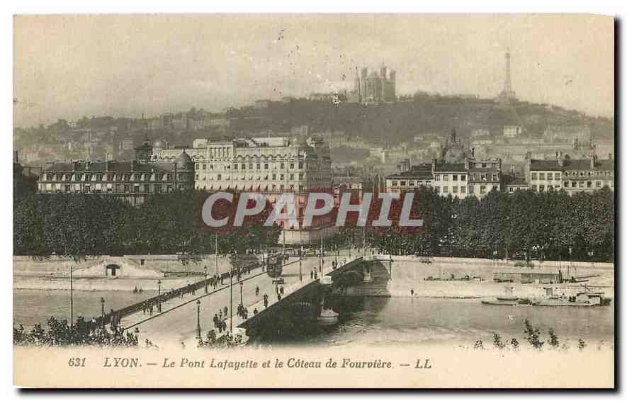CPA Lyon le Pont Lafayette et le coteau de Fourviere 