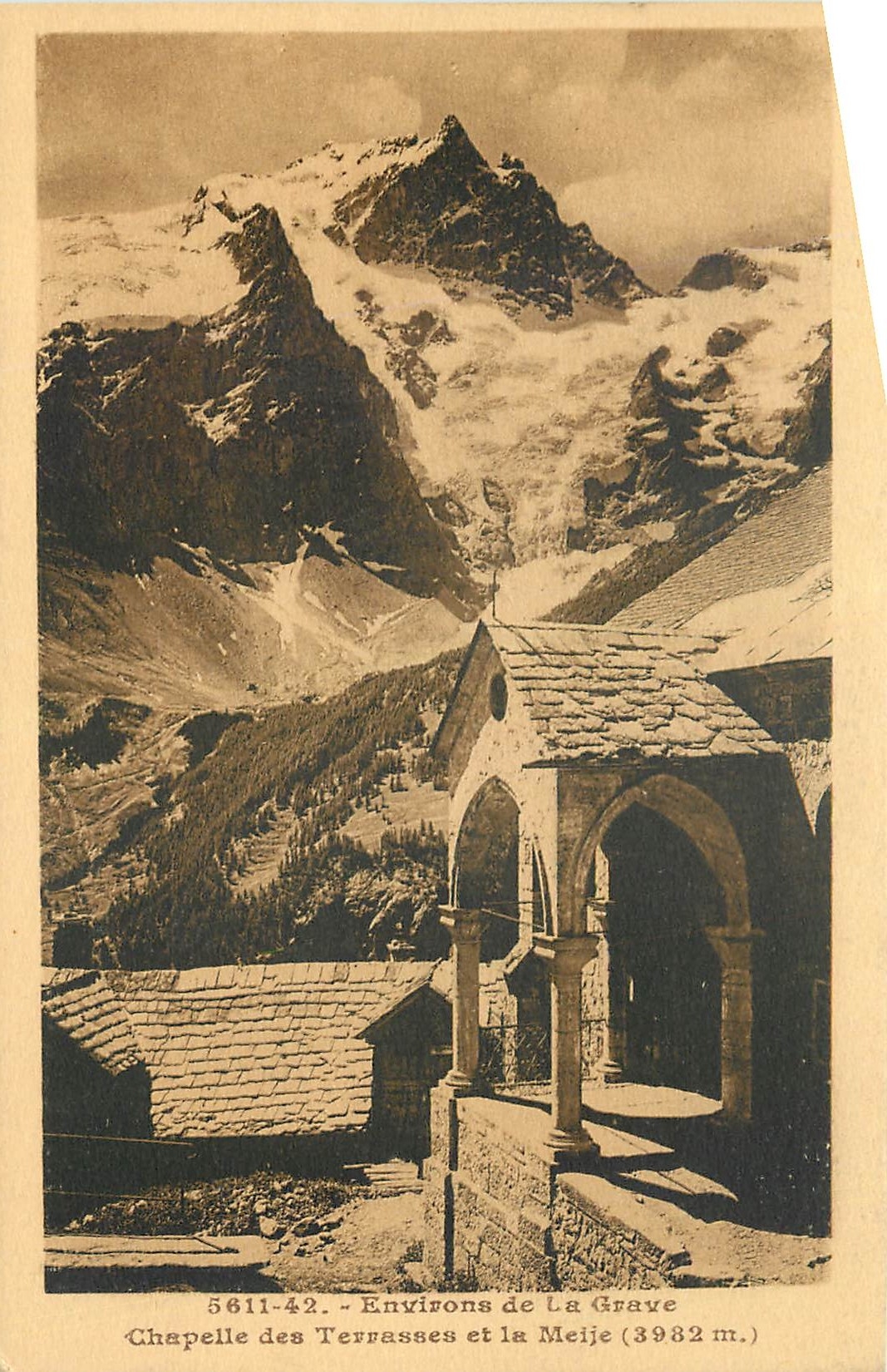 CPA Environs de la Grave Chapelle des Terrasses et la Meije 