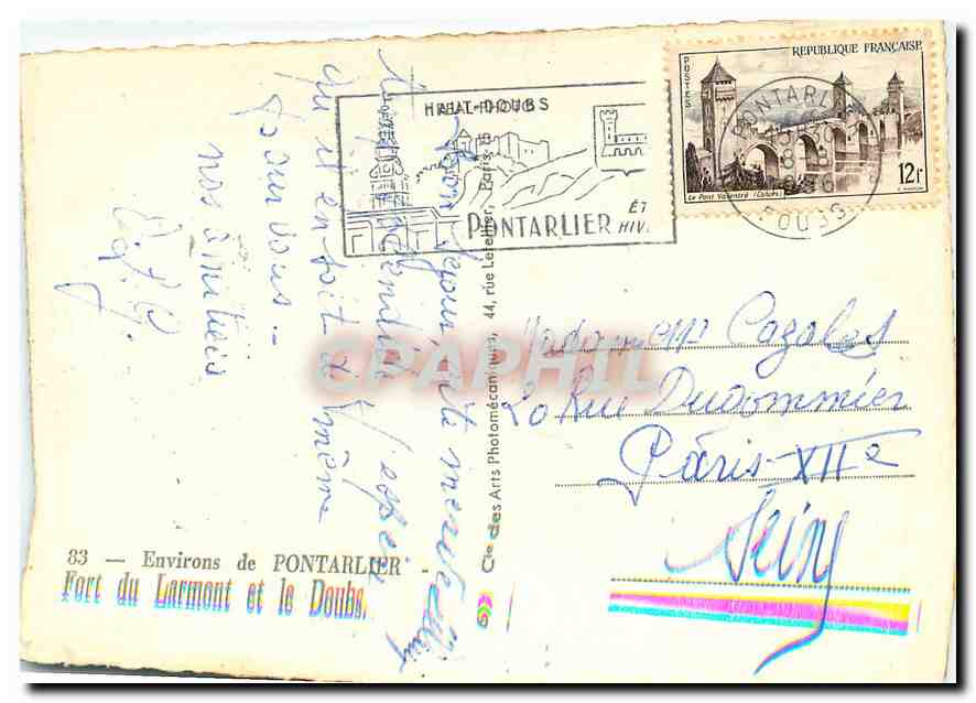 CPA Environs de Pontarlier Fort du Larmont et le doubs  — Rückseite