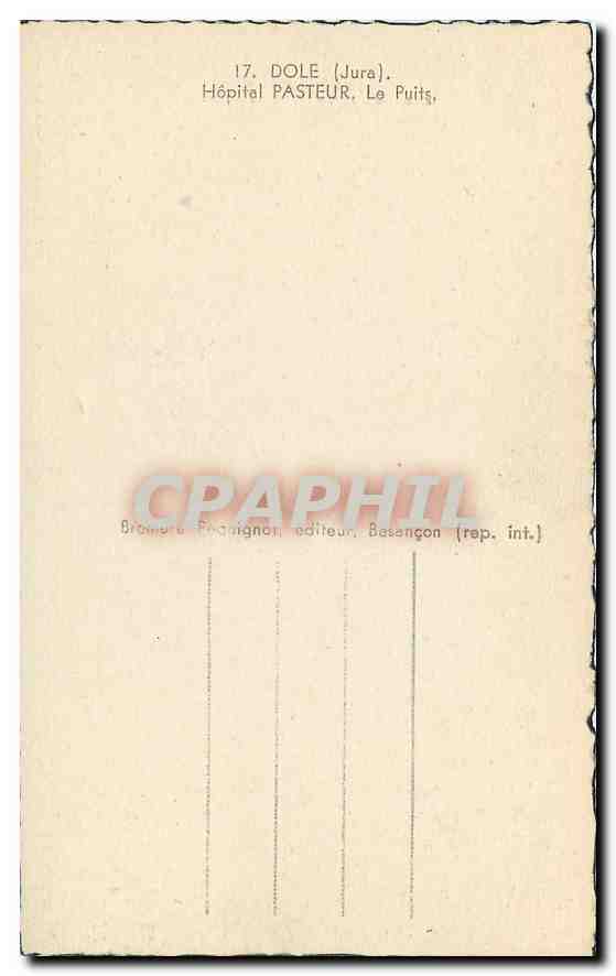 CPA Dole Jura Hopital Pasteur le Puits  — Back