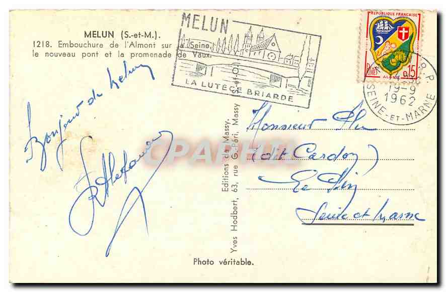 CPA Melun S et M Embouchure de l'Almont sur la Seine le nouveau pont et la promenade  — Rückseite
