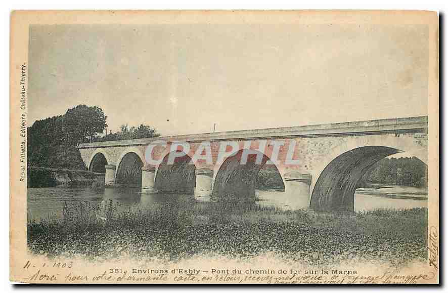 CPA Environs d'Esbly Pont du chemin de fer sur la Marne 