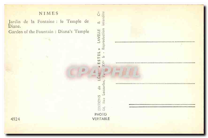 CPA Nimes Jardin de la Fontaine le Temple de Diane  — Rückseite