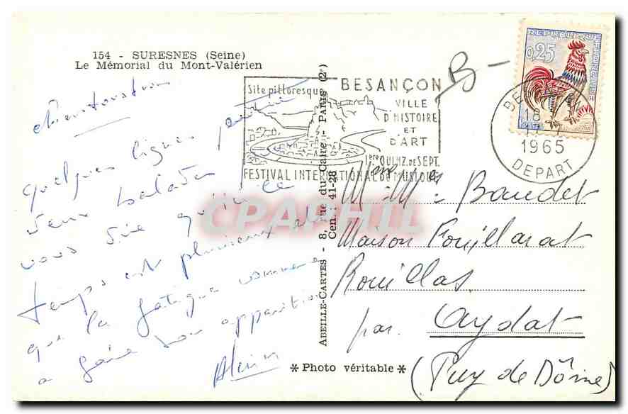 CPA Suresnes Seine le Memorial du Mont Valerien  — Rückseite