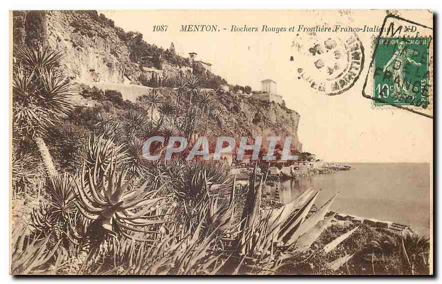 CPA Menton Rochers Rouges et Frontiere Franco Italiano 