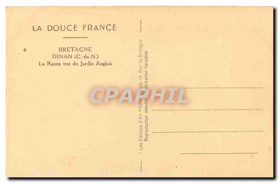 La Rance vue du Jardin Anglais — Dinan (C. du-N.) — Les Éditions d'Art YVON, Dinan — Rückseite