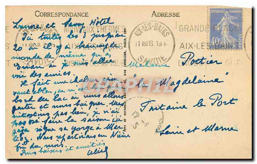 CPA Aix les Bains Vue generale  — Rückseite