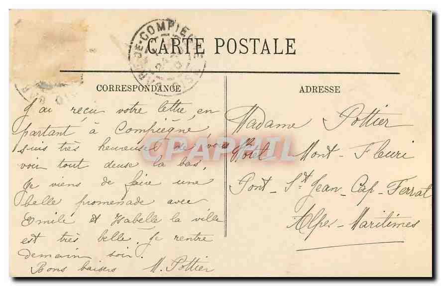 CPA Compiegne La Porte de l'Arsenal  — Verso