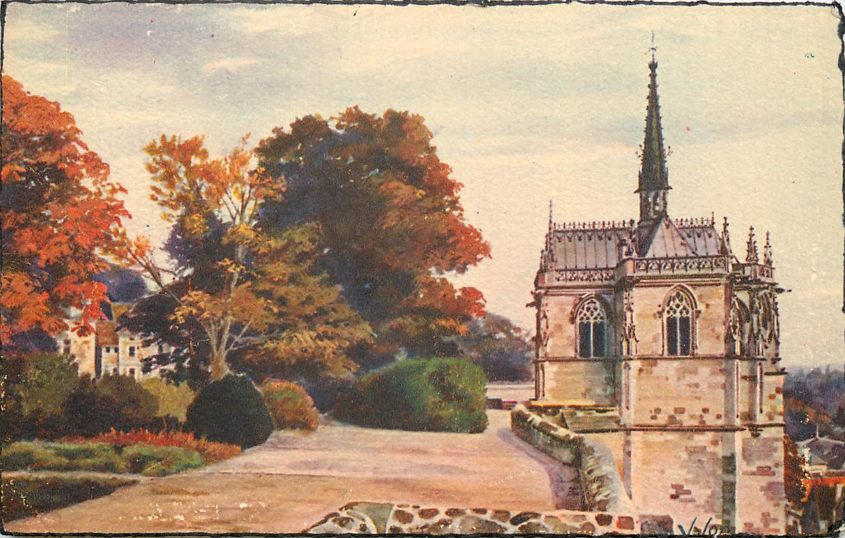 CPA La Douce France Chateaux de la Loire Chateau d'Amboise La Chapelle Saint Hubert et le Parc 