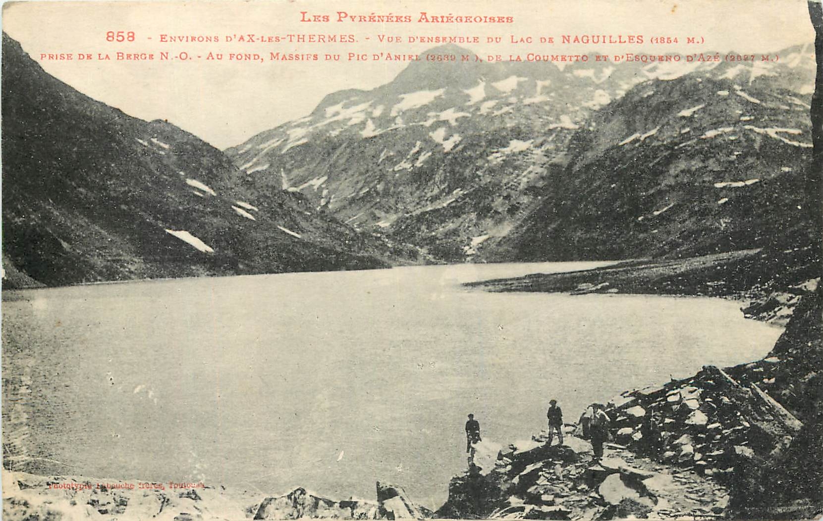 CPA Environs d'Ax les Thermes Vue d'Ensemble du lac de Naguilles Prise de la Berge 
