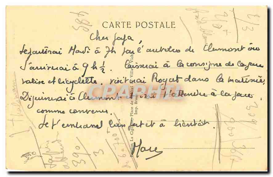 CPA Vichy Un coin des grands parcs au bassin des cygnes  — Verso