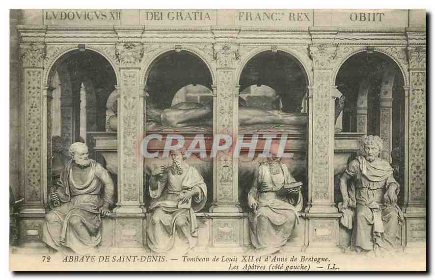 Abbaye de Saint-Denis — Tombeau de Louis XII et d'Anne de Bretagne. Les Apôtres (côté gauche) — LL.