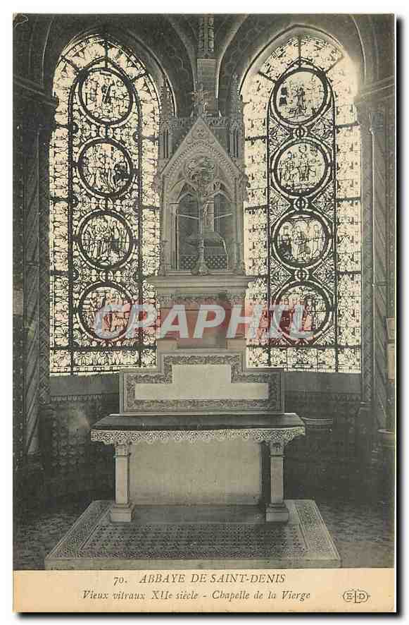 Abbaye de Saint-Denis — Chapelle de la Vierge — Vieux vitraux XIIe siècle — Éditeur ELD n°70