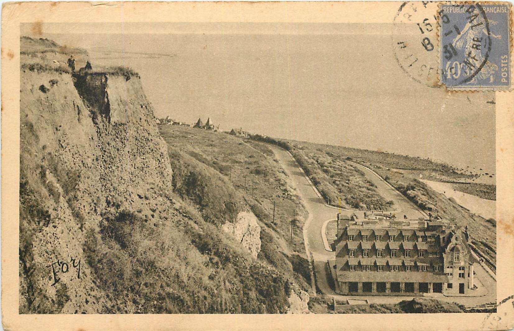 CPA Sainte Adresse La Mer l'Hotellerie et la Falaise au Plateau des Phares 