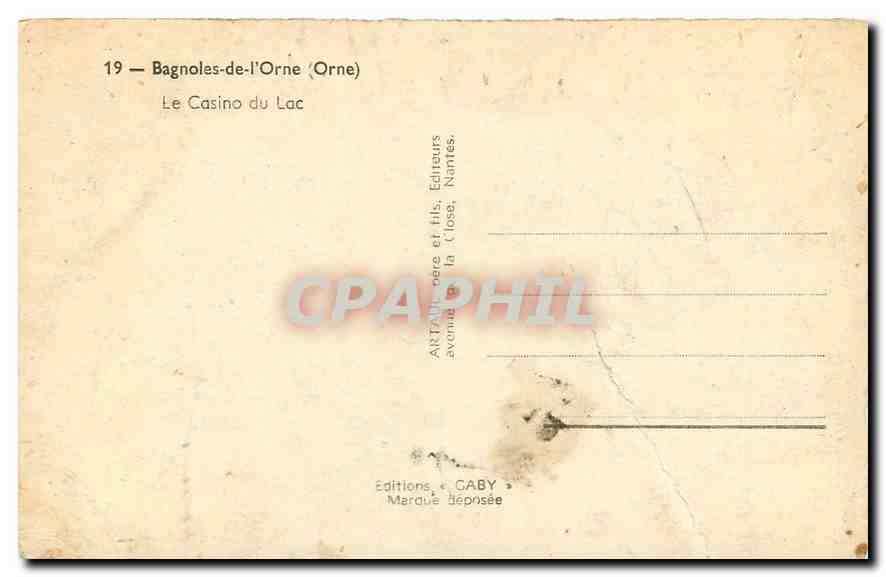 CPA Bagnoles de l'Orne Orne Le Casino du Lac  — Rückseite