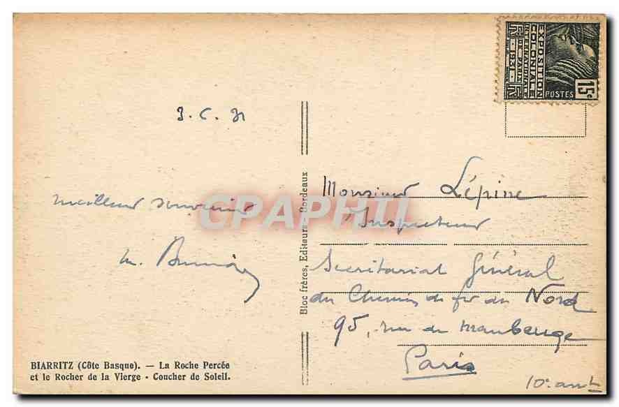 Biarritz (Côte Basque) — La Roche Percée et le Rocher de la Vierge — Tito — Back