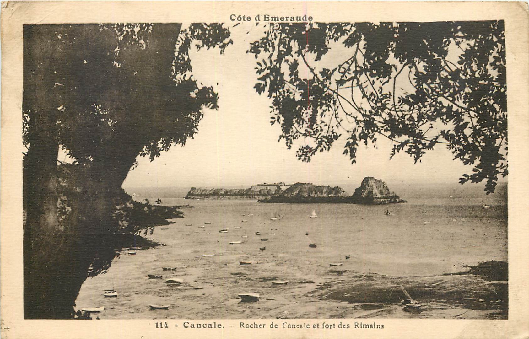Cancale - Rocher de Cancale et fort des Rimains — Côte d'Emeraude, éditeur Laurent, n° 114