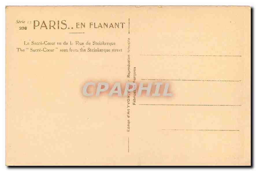CPA Paris en Flanant Le Sacre Coeur vu de la Rue de la Steinkerque  — Rückseite