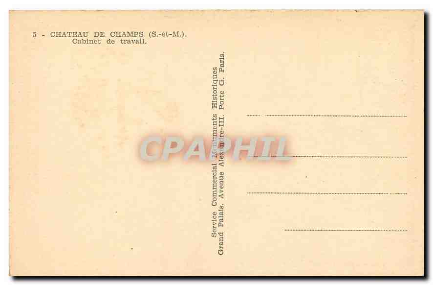 CPA Chateau de Champs S et M Cabinet de Travail  — Back
