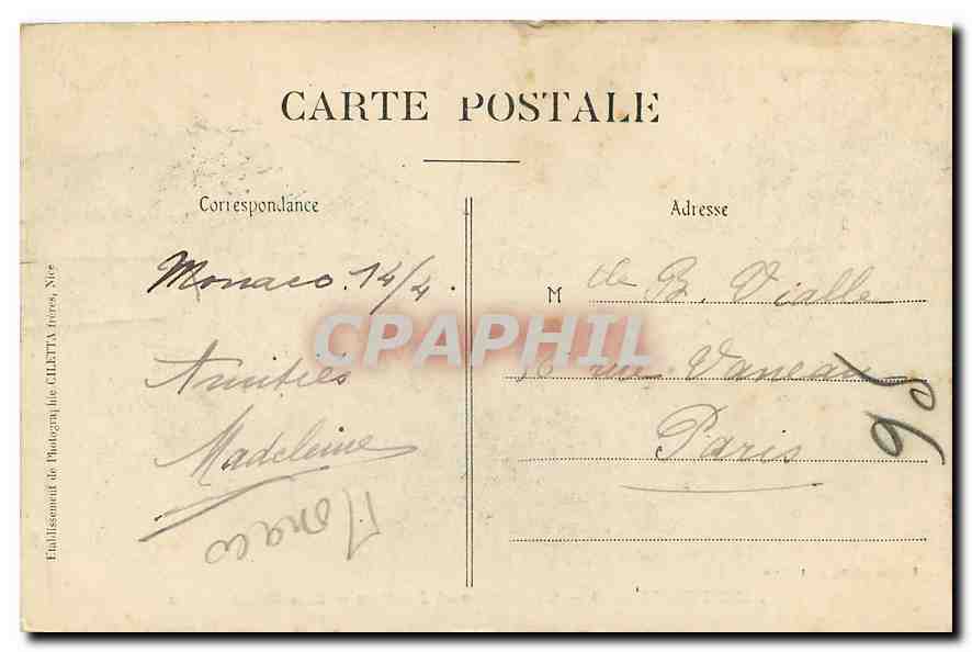 CPA Monte Carlo Le Casino et Jardins Les Boulingrins  — Rückseite