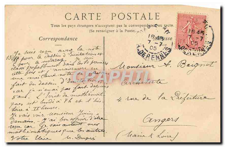 CPA Paris Notre Dame de Consolation Rue Jean Goujon  — Rückseite