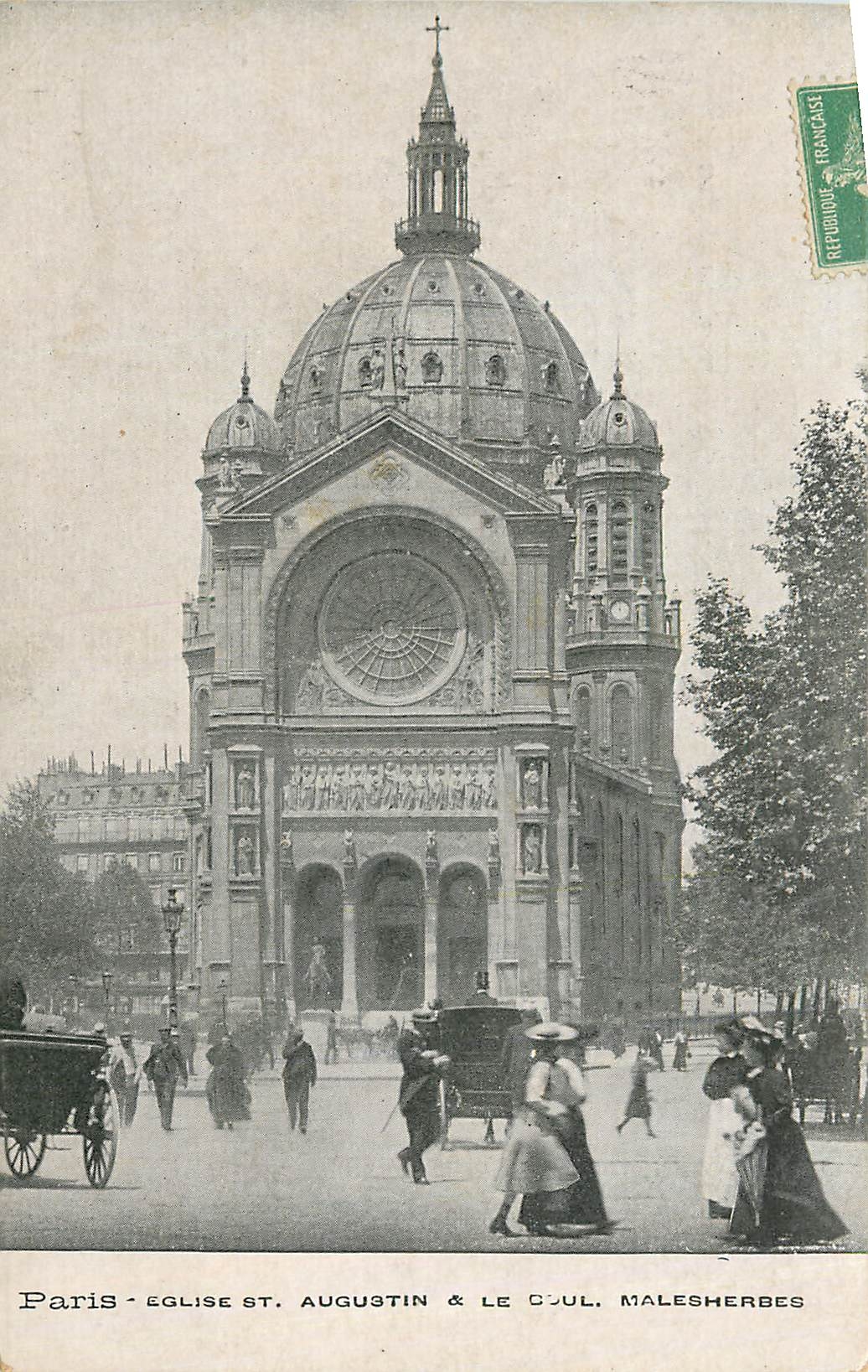 CPA Paris Eglise St Augustin & le Coul Malesherbes 