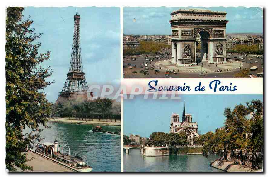 CPA Paris La Tour Eiffel L'Arc de Triomphe Notre Dame 