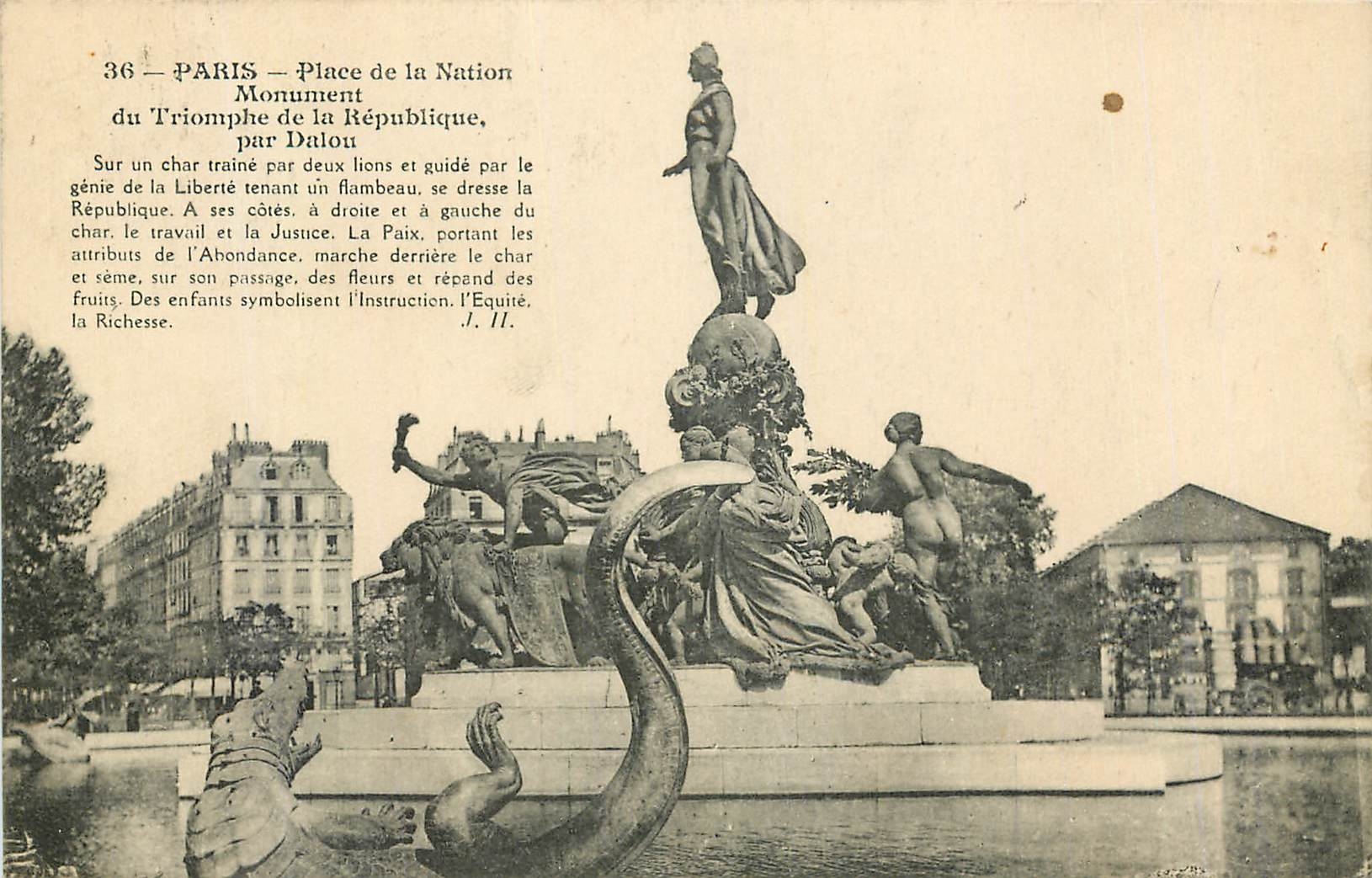 CPA Paris Place de la Nation Monument du Triomphe de la Republique par Dalou Crocodile