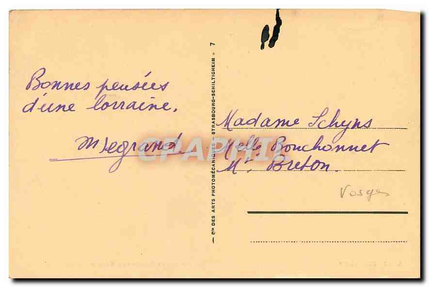 CPA Domremy Maison de Ste Jeanne D'Arc et Statue de Mercie  — Rückseite