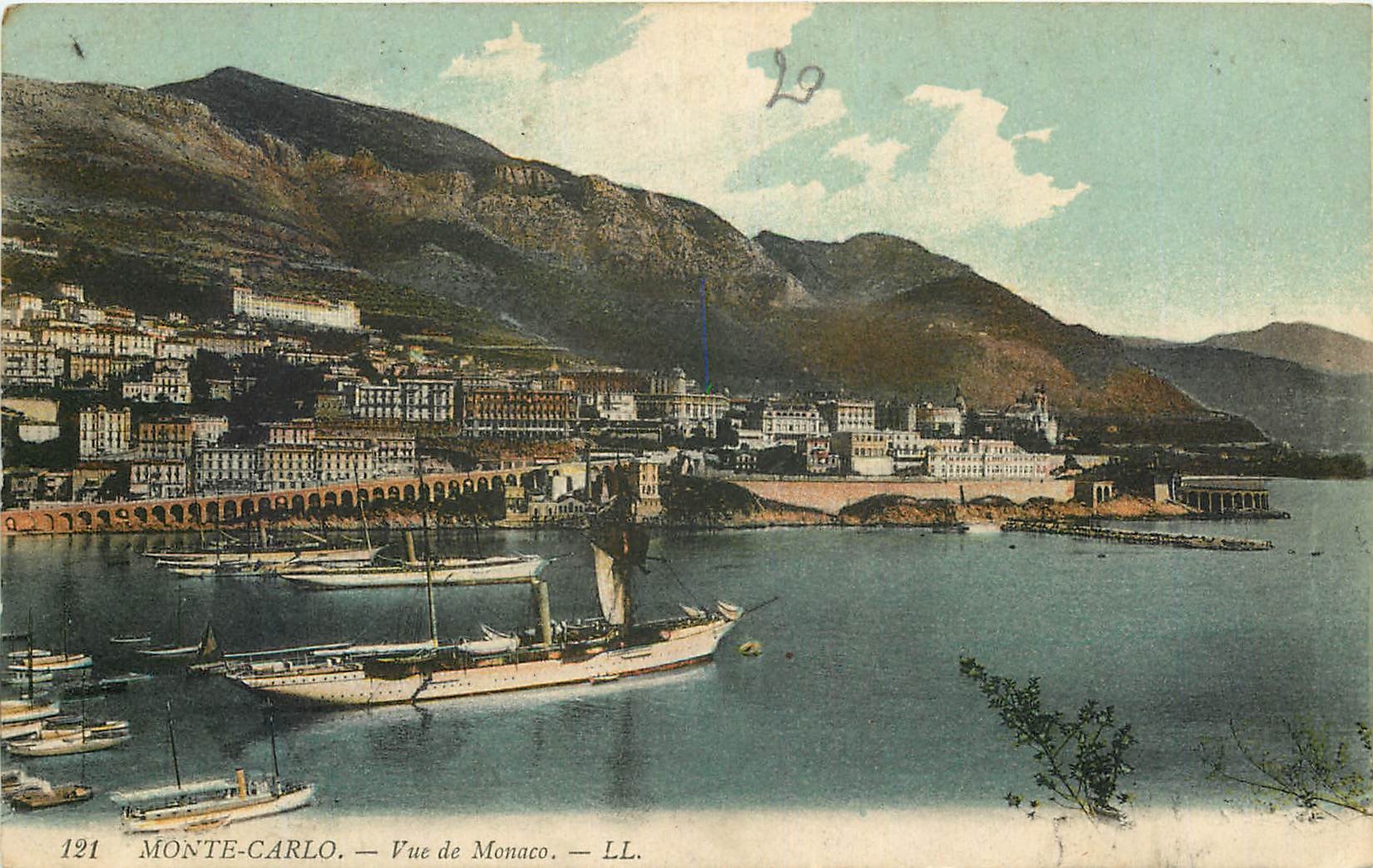 CPA Monte Carlo Vue de Monaco Bateau Voilier