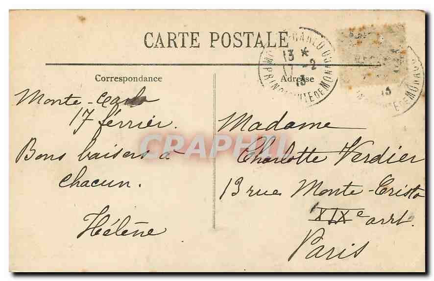 CPA Monte Carlo Vue de Monaco Bateau Voilier — Rückseite