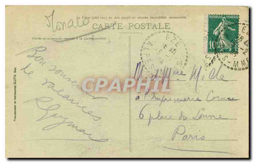 CPA Monte Carlo Les Jardins du Casino Boulingrins  — Rückseite
