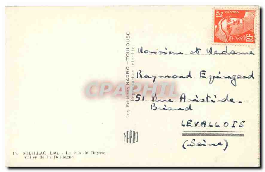 CPA Souillac Lot Le Pas du Raysse Vallee de la Dordogne  — Rückseite