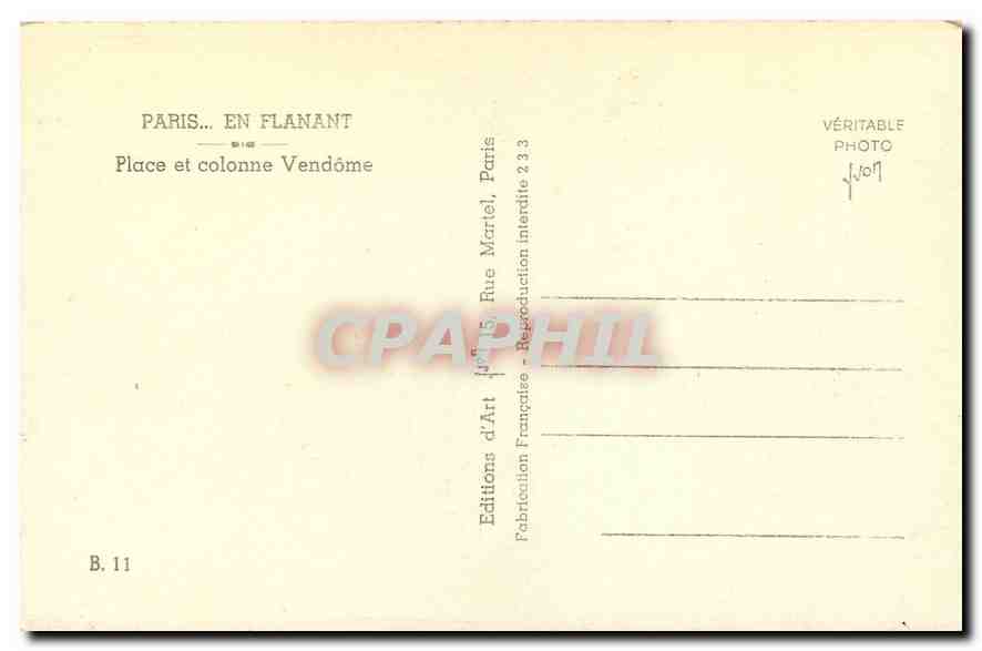 CPA Paris en Flanant Place et Colonne Vendome  — Rückseite