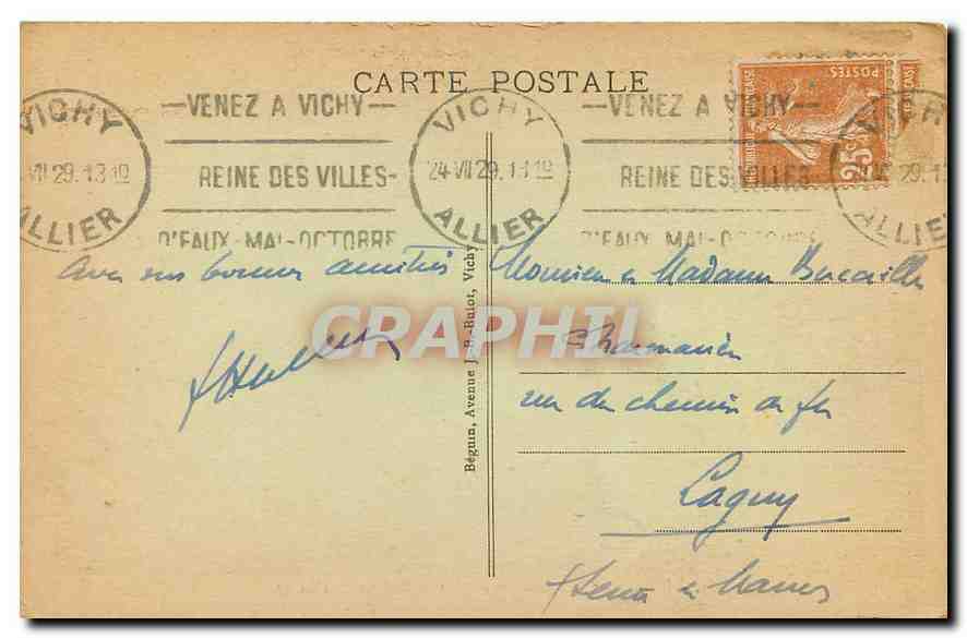 CPA Vichy Les Quais de l'Ailier et Bateaux de Pecheurs  — Verso