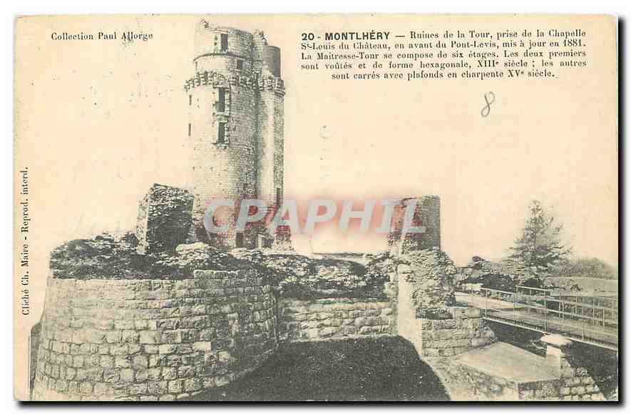 CPA Montlhery ruines de la Tour prise de la Chapelle St Louis du Chateau 