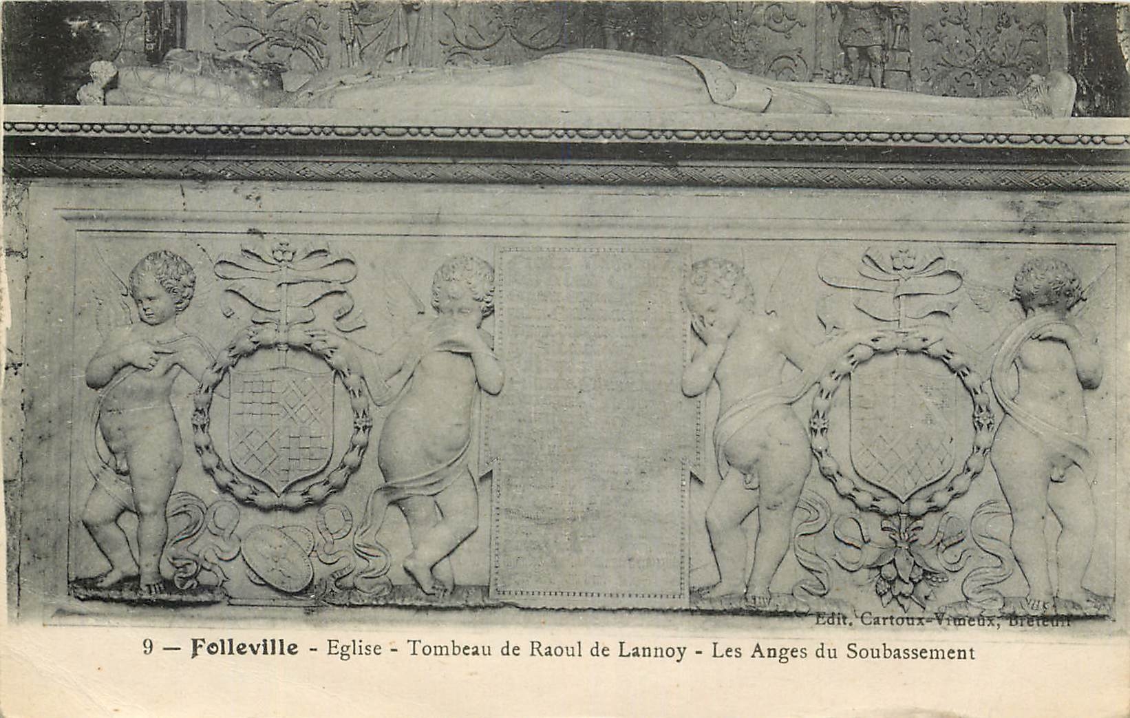 CPA Folleville Eglise tombeau de Raoul de Lannoy les Anges du Soubassement 
