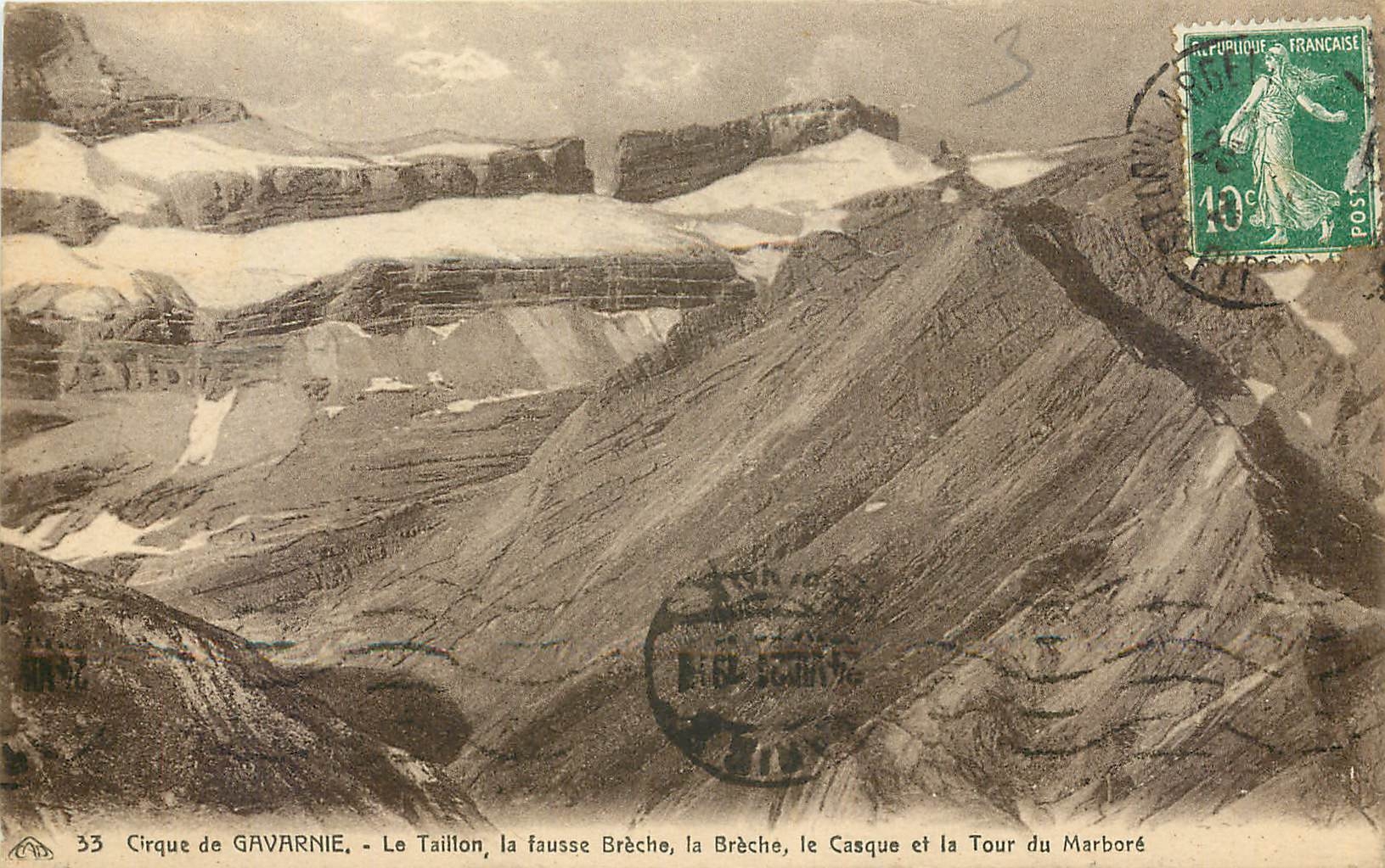 CPA Corque de Gavarnie le Taillon la fausse Breche le Casque et la Tour du Marbore 