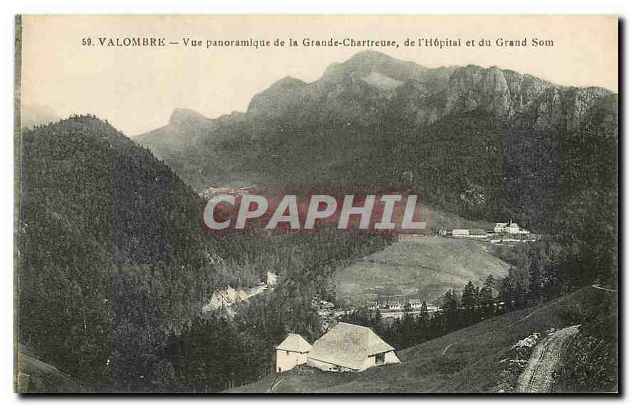 Valombre — Vue panoramique de la Grande-Chartreuse, de l'Hôpital et du Grand Som — CPAPHIL