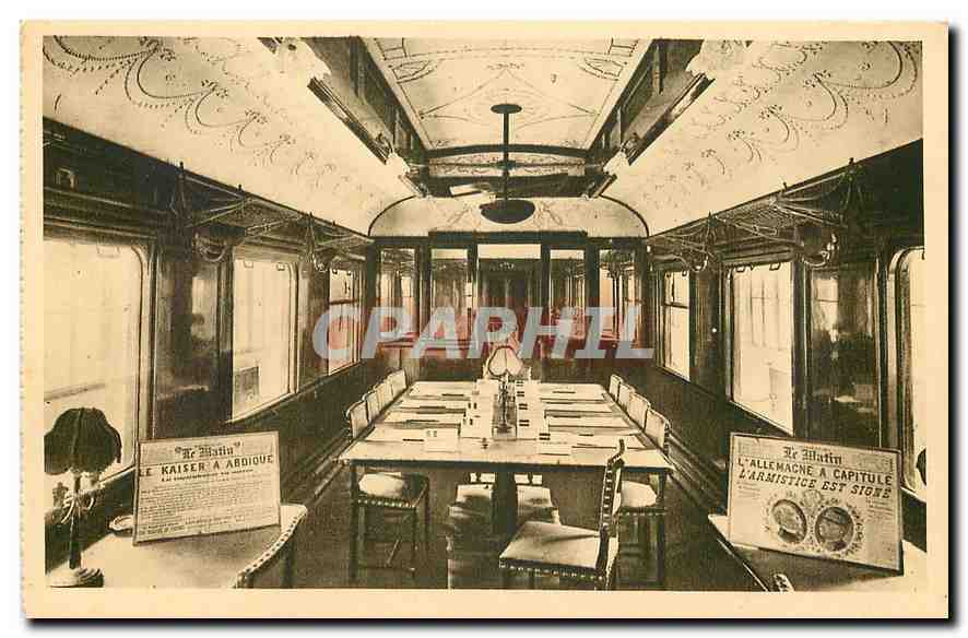 CPA Forte de Compiegne Oise Clairiere de l'Armistice interieur du Wagon salon du Marechal Foch dans 
