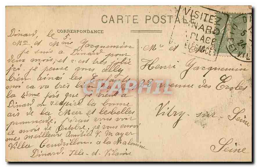 Dinard - La Malouine, au loin, St-Malo - G.F. - Édit. Guérin — Rückseite