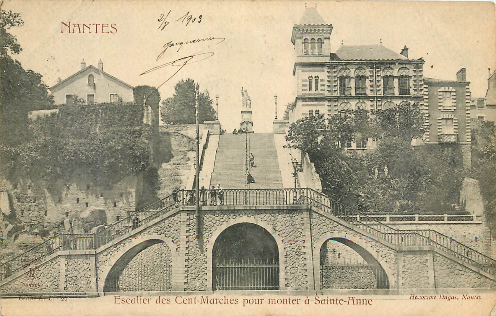 CPA Nantes Escalier des cent Marches pour monter a Sainte Anne 