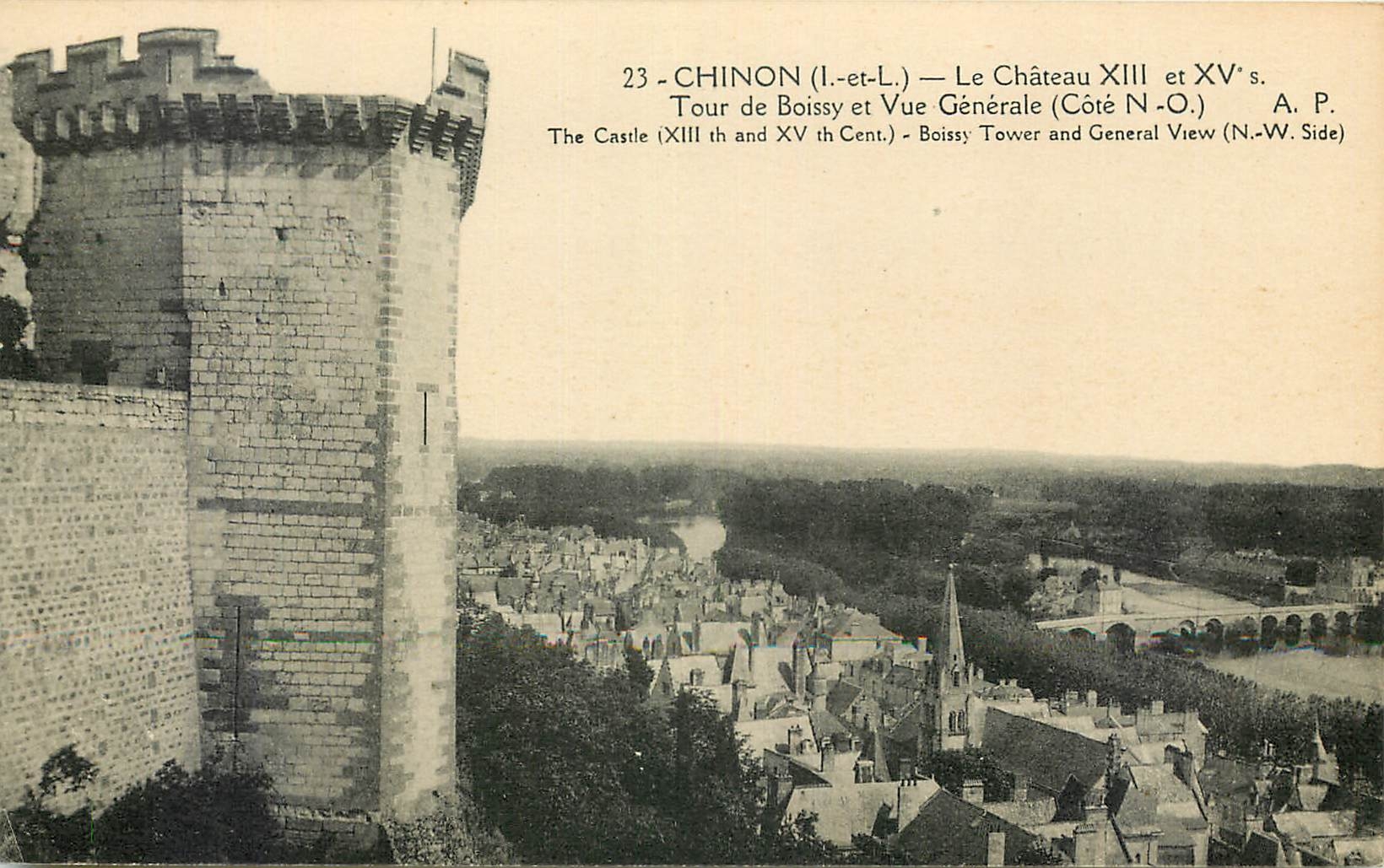 CPA Chinon I et L le Chateau XIII et Xv S Tour de Boissy et vue generale Cote N O 