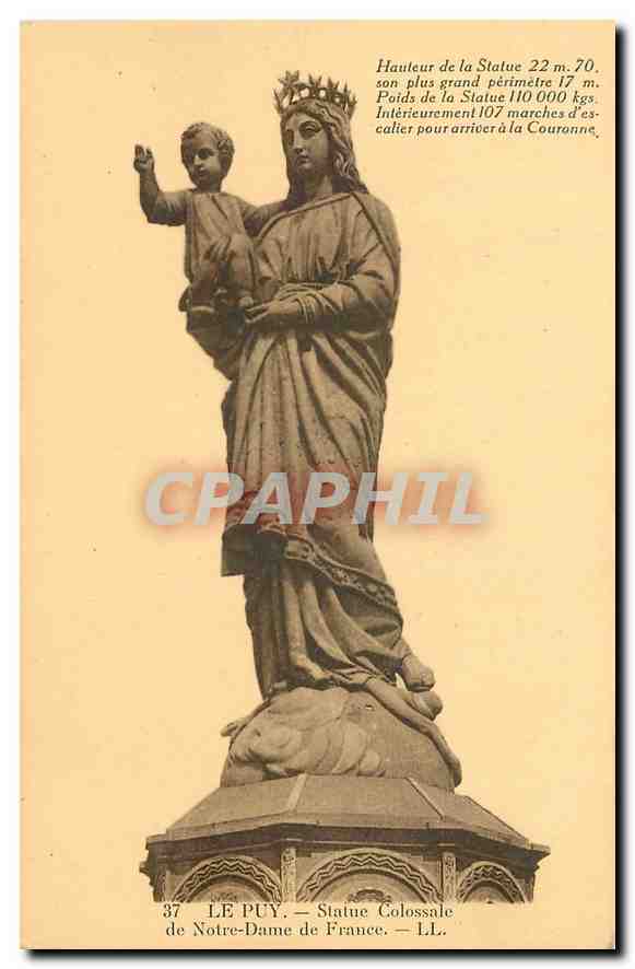 CPA Le Puy Statue Colossale de Notre Dame de France 