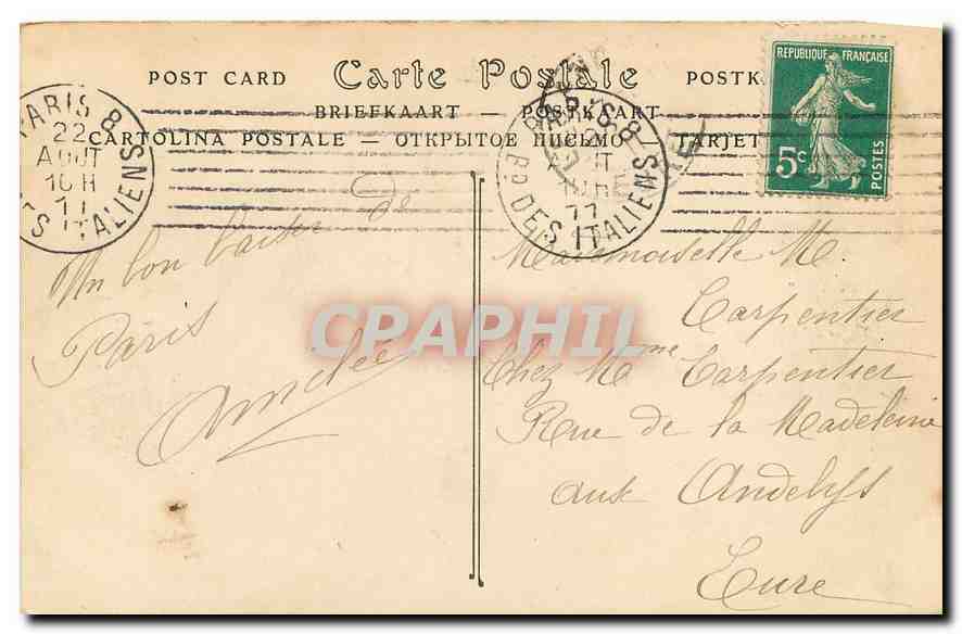 CPA Paris l'Eglise de la Madeleine  — Rückseite